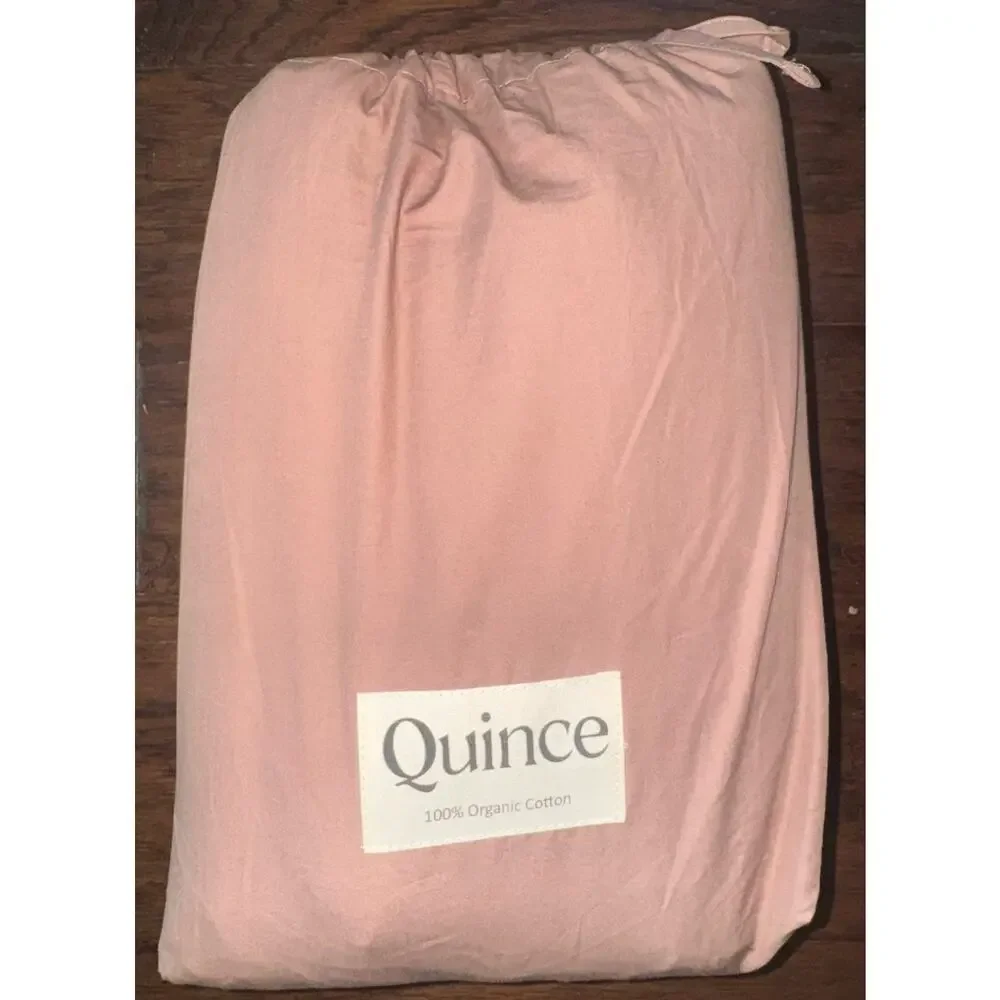 Quince Organic Crisp Percale Duvet Cover Set King Cal King Fig w/ 2 King Shams